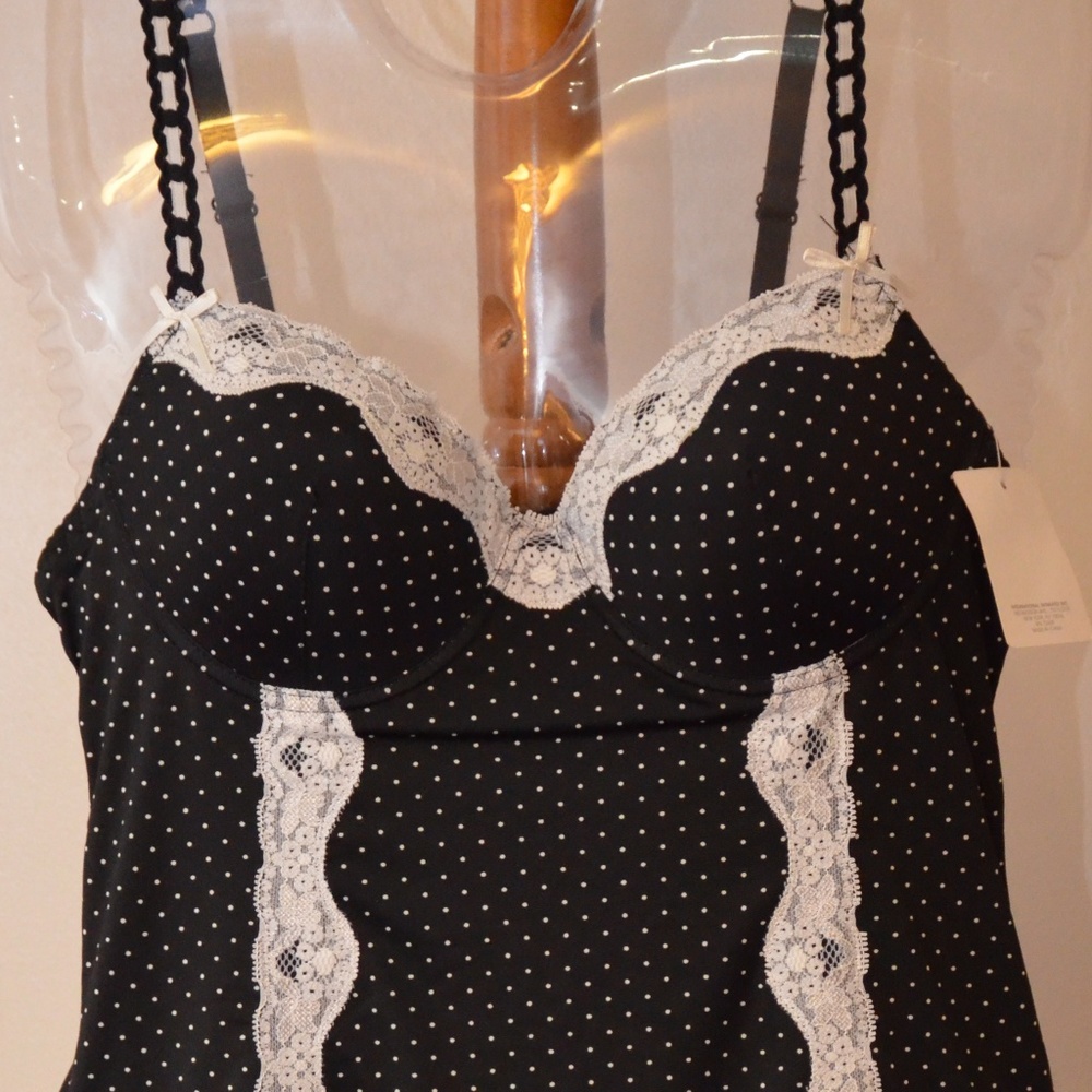 Black Polka Dot White Lace Lingerie